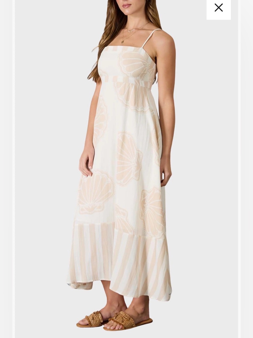 Blu Pepper Sleeveless Shell-Print Maxi Dress Size S